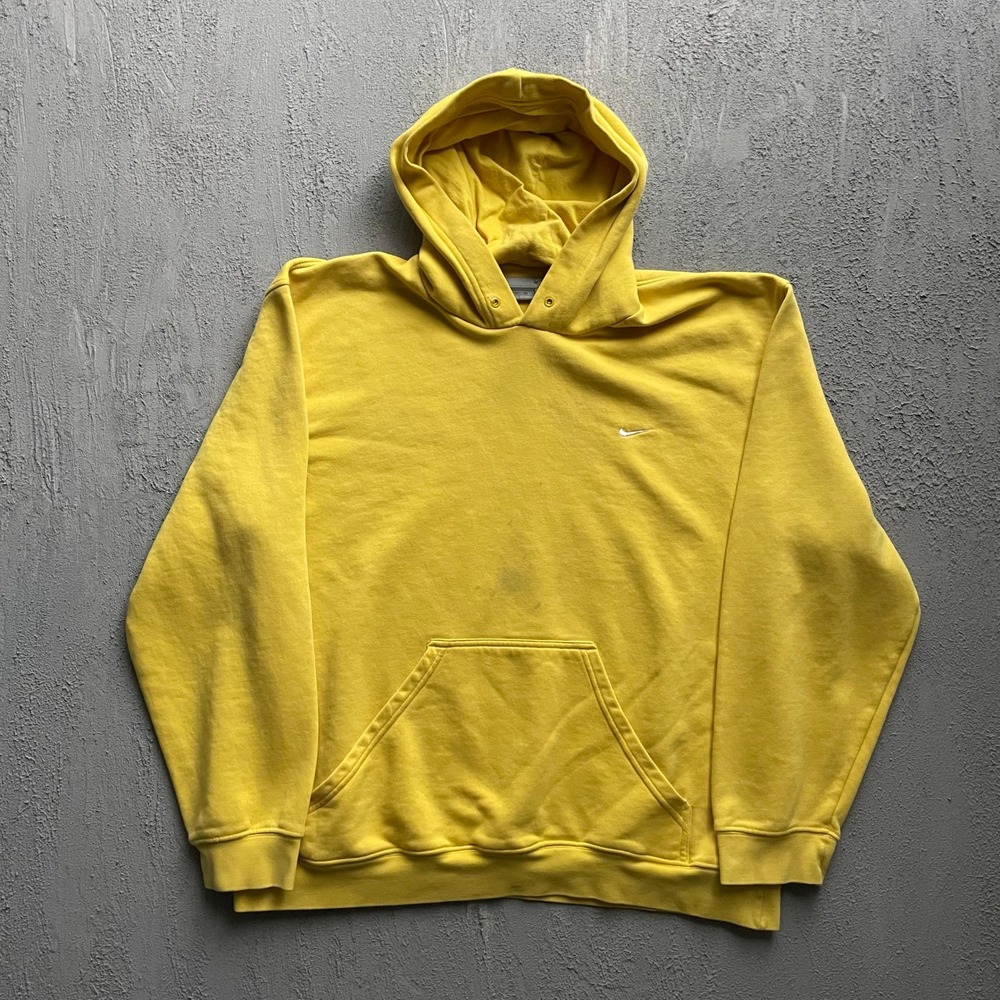 Vintage Nike Embroidered Swoosh Hoodie Men XXL Yellow 2000s Y2k